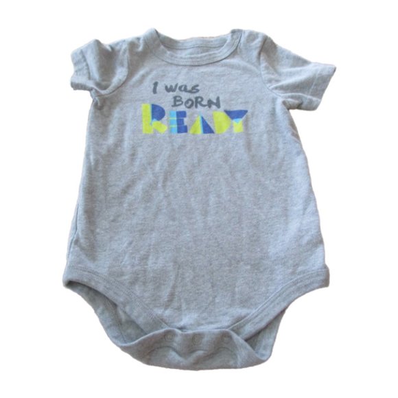 Circo One Piece Onesie Infant Boys Size 9M Gray I Was‎ Born Ready Short Sleeve - Picture 1 of 5